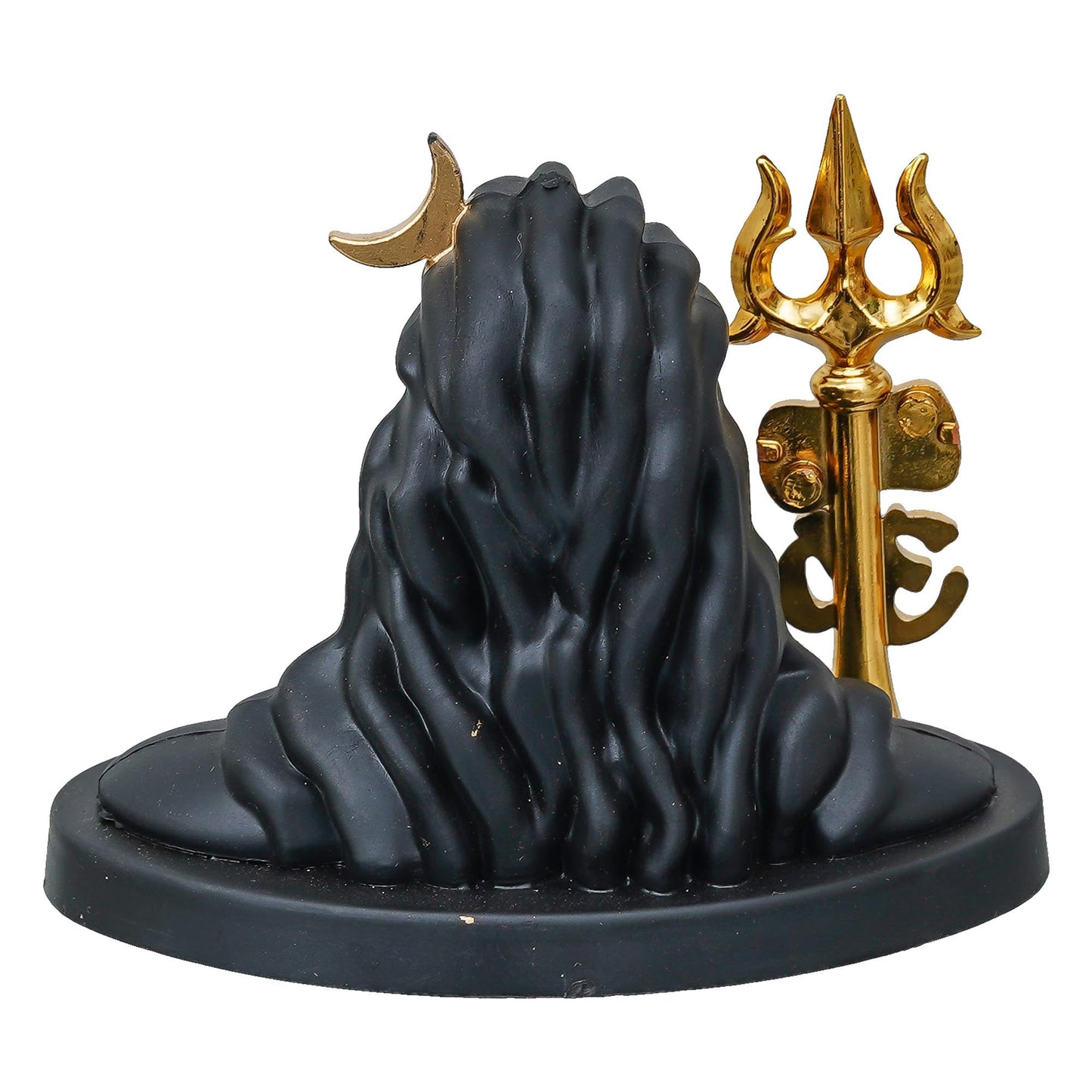 Webelkart Antique Adiyogi Shiva Statue with Trishul for Home and Car Dashboard - Adiyogi Showpiece for Home/Pooja/Office Decor (Self Adhesive, Black, 4" Inches Resin) Shivratri Gift