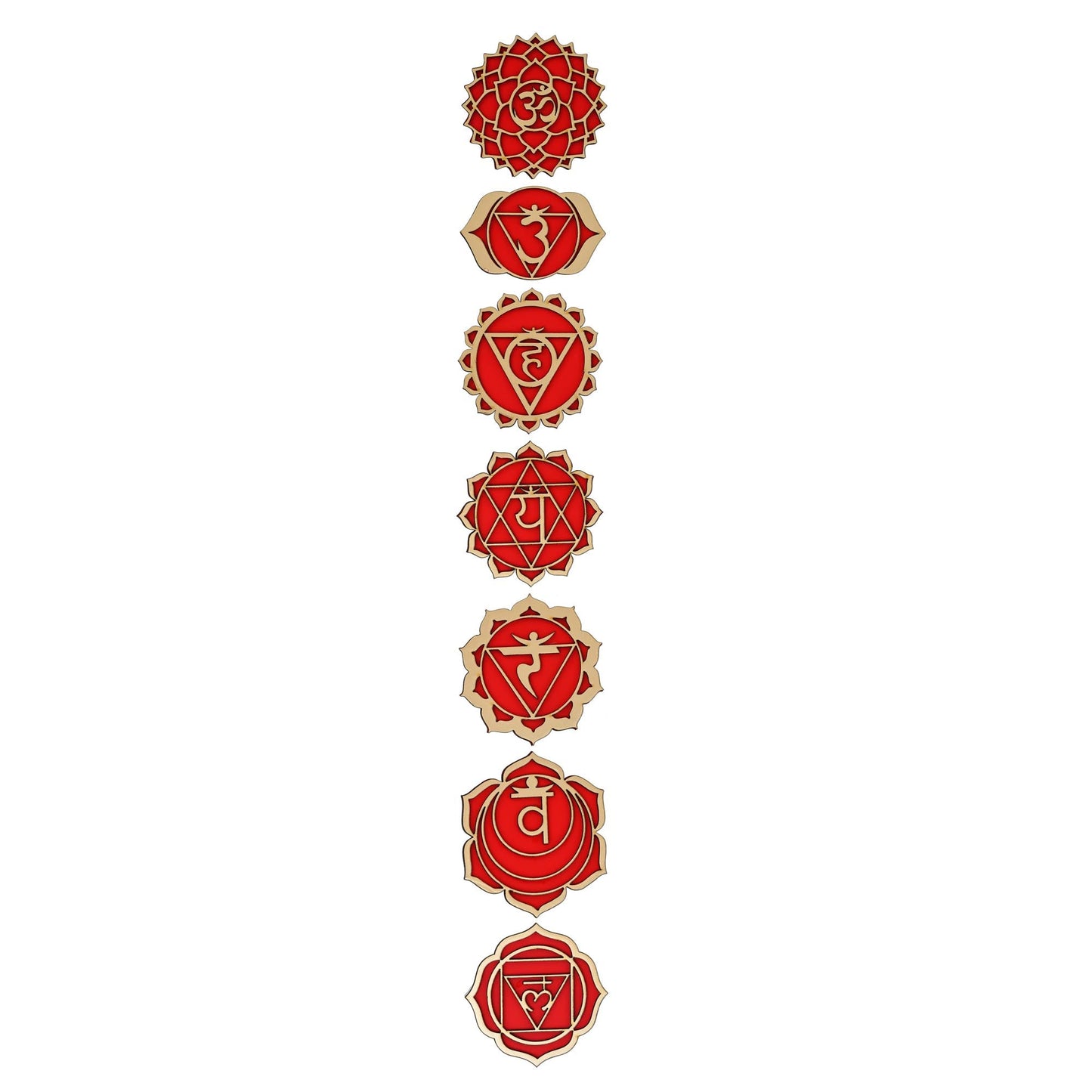 Webelkart Premium Laser Cut 7 Chakras Energy Centers Wall Decor Sticker Wooden Wall Hanging For Home/office/Living Room/Bedroom Decorations-Sticker For Good Luck&Positive Energy (Pack Of 7)