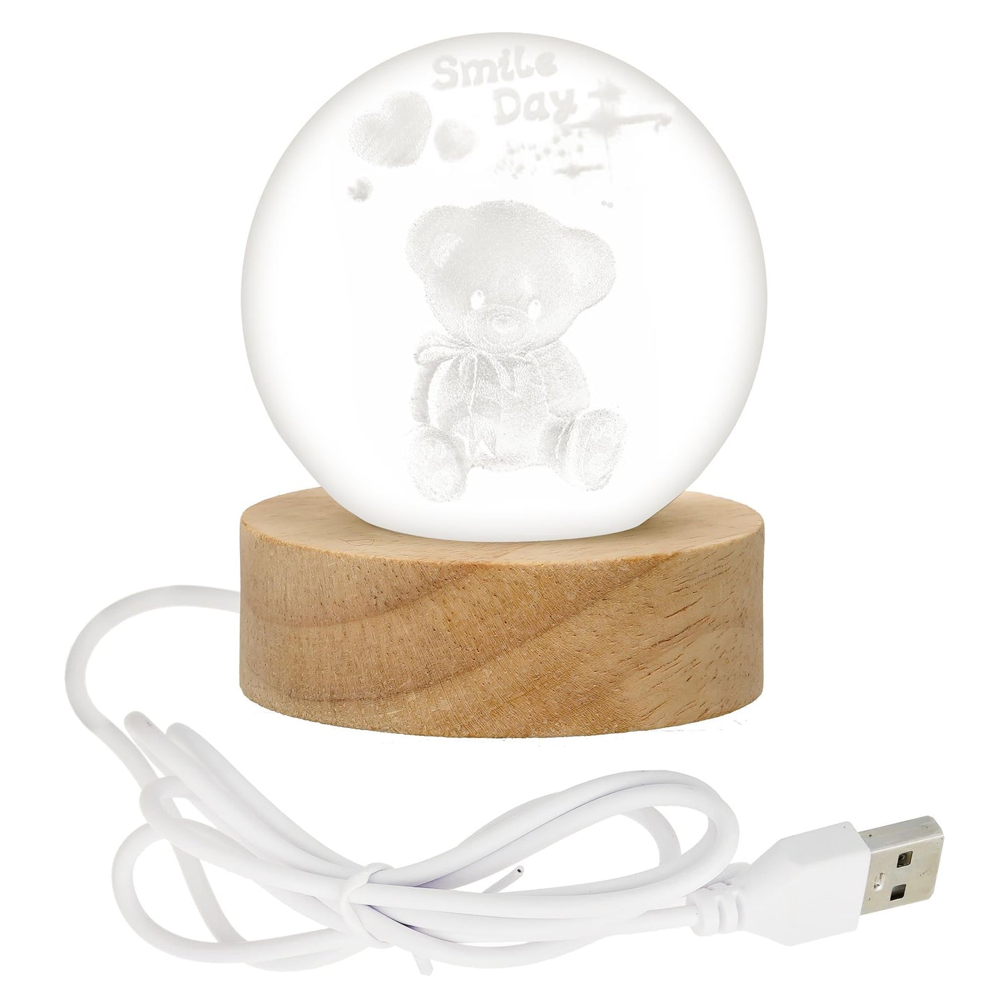 Webelkart Teddy 3D Crystal Teddy Moon Lamp Night Light for Home Decor/Crystal Ball Night Light with Warm White Dimmable LED lamp for Home (Teddy Shape)