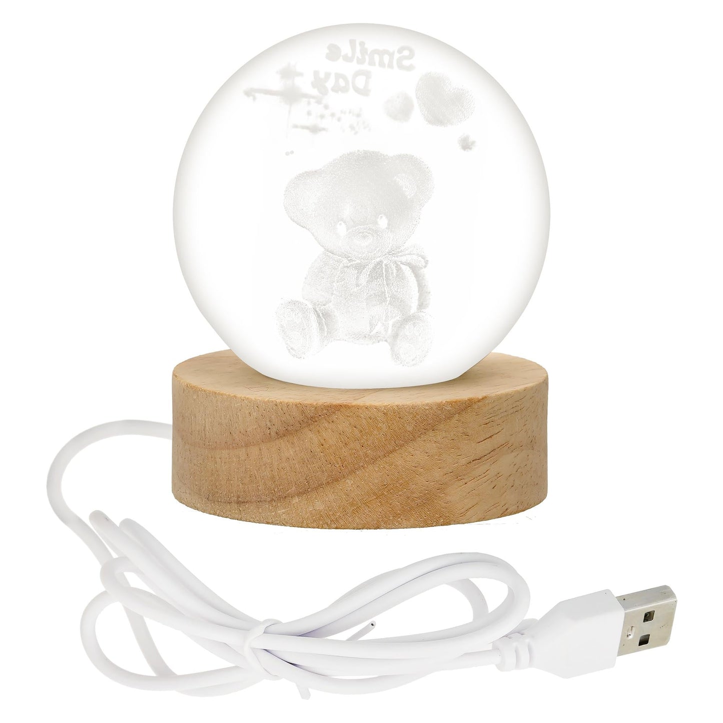 Webelkart Teddy 3D Crystal Teddy Moon Lamp Night Light for Home Decor/Crystal Ball Night Light with Warm White Dimmable LED lamp for Home (Teddy Shape)