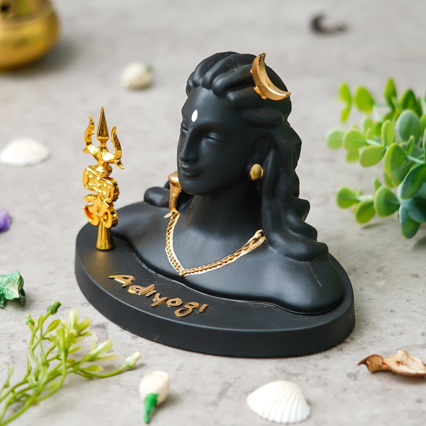Webelkart Premium Resin Adiyogi Shiva Idol with Trishul for Home Decor - Adiyogi Showpiece for Car Dashboard Shiva Idol for Pooja/Office Decor (Self Adhesive 6" Inches) Shivratri Gift Statue