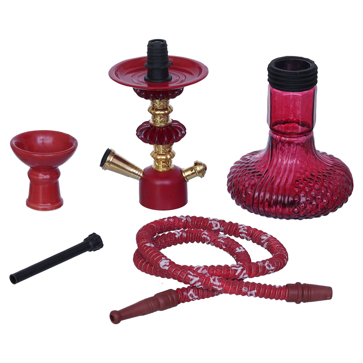 JaipurCrafts Premium Red Gold Russian Style Hookah Set (12.20" Inches) Hookha For Home Decor Smoking Hookah