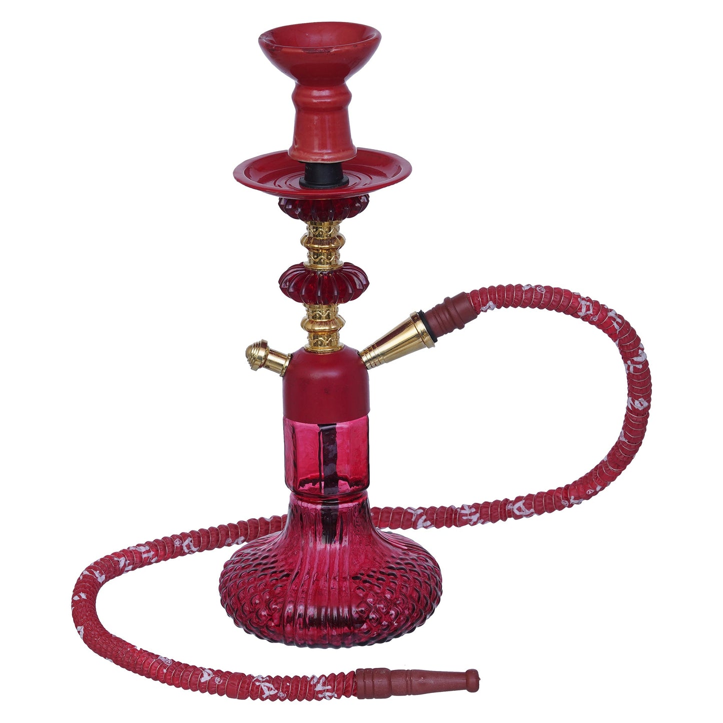 JaipurCrafts Premium Red Gold Russian Style Hookah Set (12.20" Inches) Hookha For Home Decor Smoking Hookah