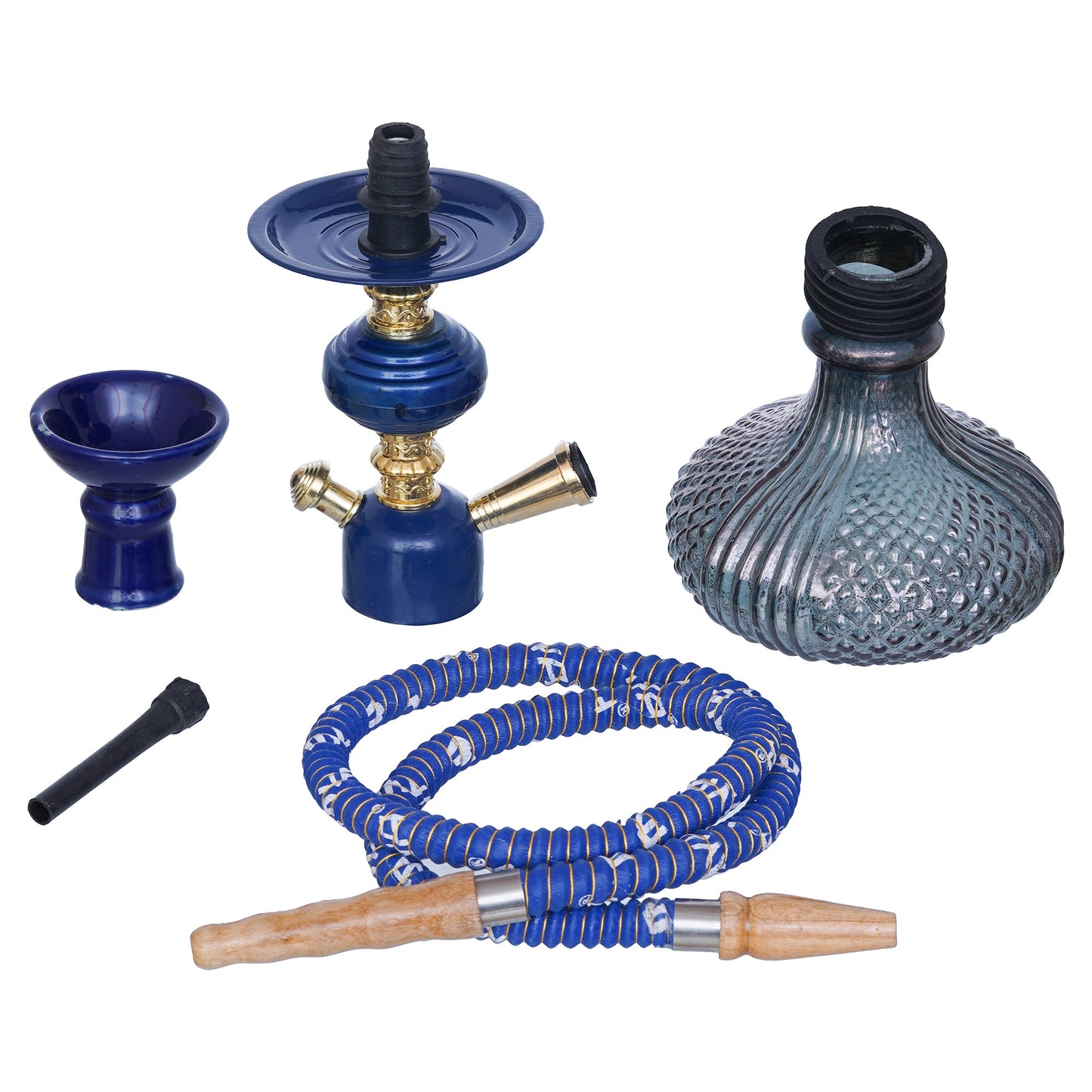 JaipurCrafts Premium Black Blue Russian Hookah Set (12.20" Inches) Hookha For Home Decor Hookha