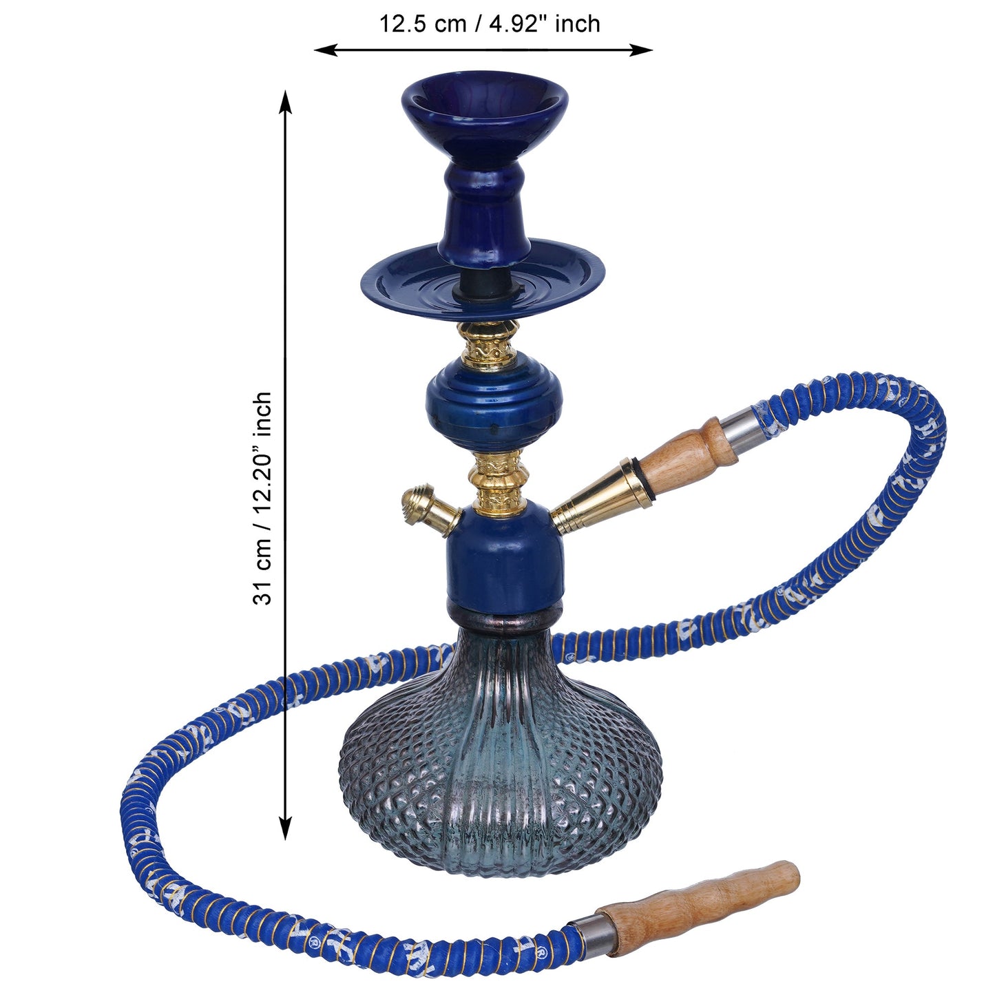 JaipurCrafts Premium Black Blue Russian Hookah Set (12.20" Inches) Hookha For Home Decor Hookha