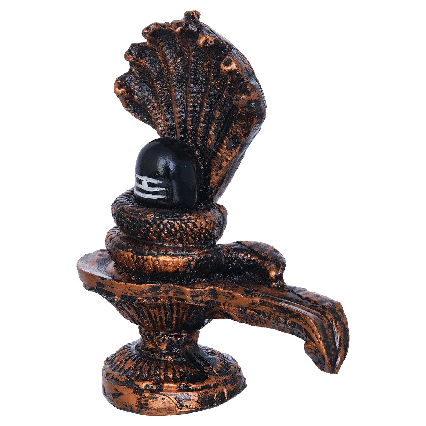 Webelkart Premium Shivling with 5 Sheshnaag Showpiece for Pooja Decor Shivling Statue Idol, Mahadev Murti, Lord Shankara for Home Decor (Shivling with 5 Sheshnaag 5.11" Inches)