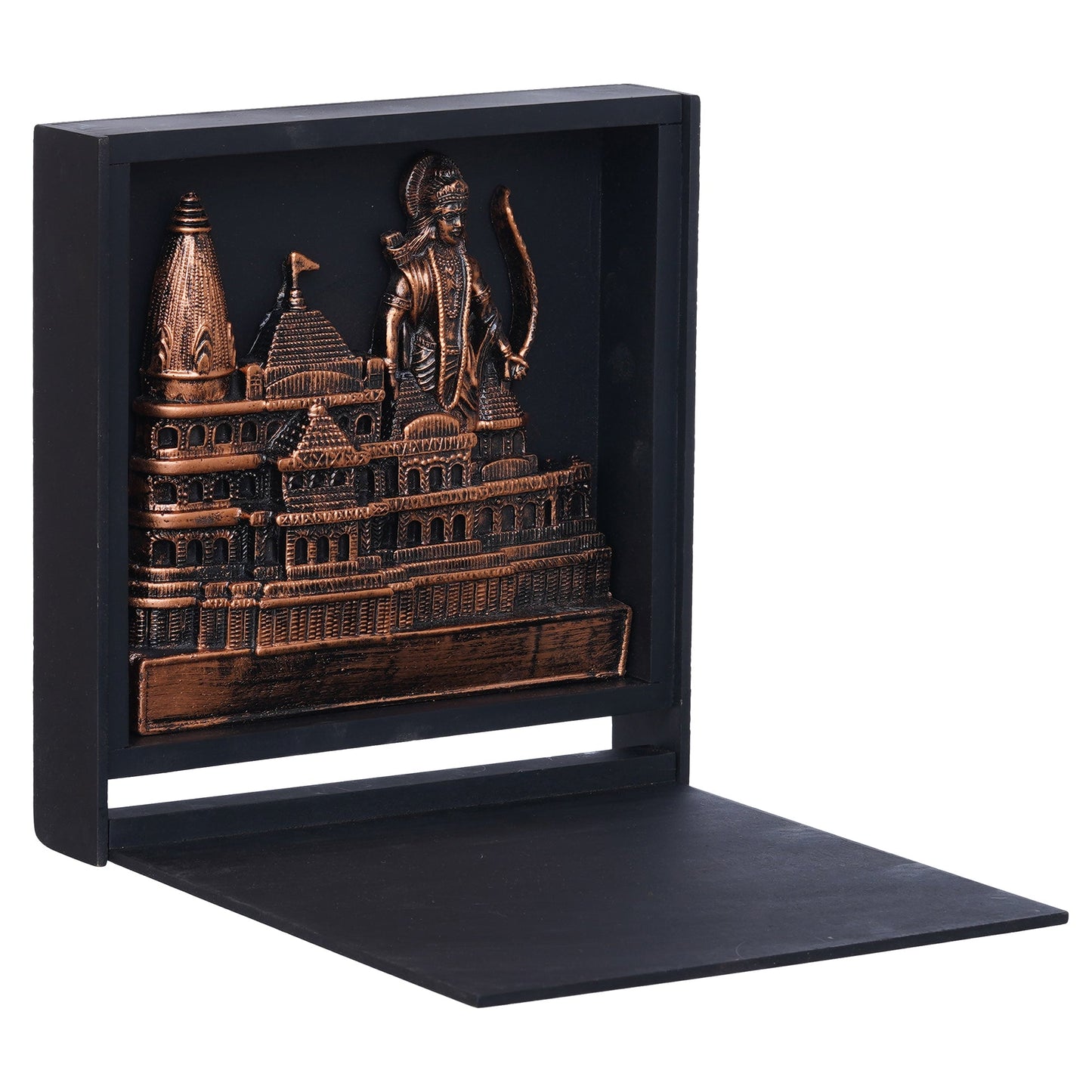 Webelkart Premium Ram Mandir Ayodhy Temple with Box Beautiful Mandir Pooja Room Home Decor Office/Home Temple Resin (Size-11) Copper