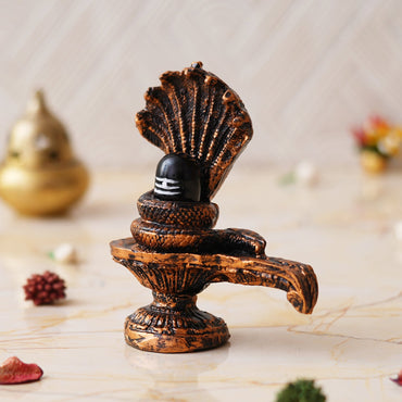 Webelkart Premium Shivling with 5 Sheshnaag Showpiece for Pooja Decor Shivling Statue Idol, Mahadev Murti, Lord Shankara for Home Decor (Shivling with 5 Sheshnaag 5.11" Inches)