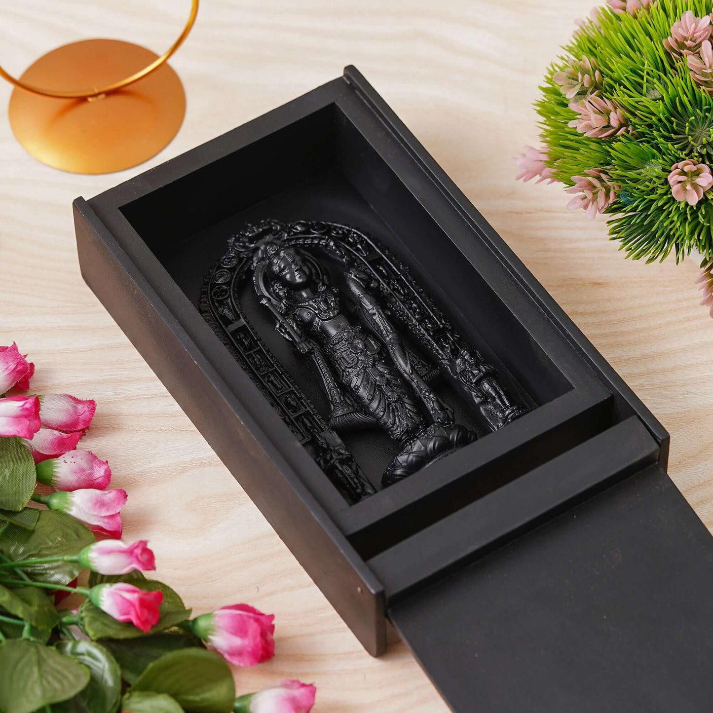JaipurCrafts Antique Lord Ayodhya Ram Idol Murti Showpiece | Ram ji ki Murti Lalla Statue in Ayodhya Mandir for Home and Office Decor -Full Black