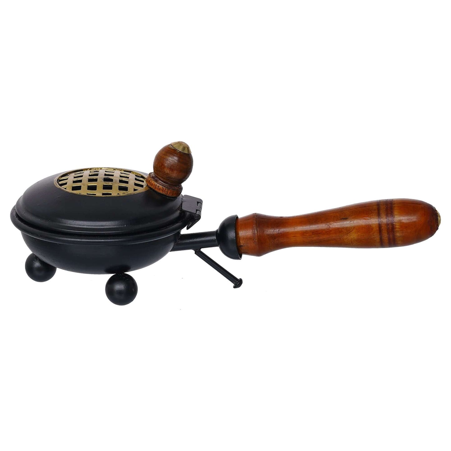 JaipurCrafts Premium Metal Incense Burner Loban Dani Dhoop Dani Aarti Metal Loban Dhoop Dani/Dhoop Dani Burner for Home Office Temple Puja (Round) Metal - Black