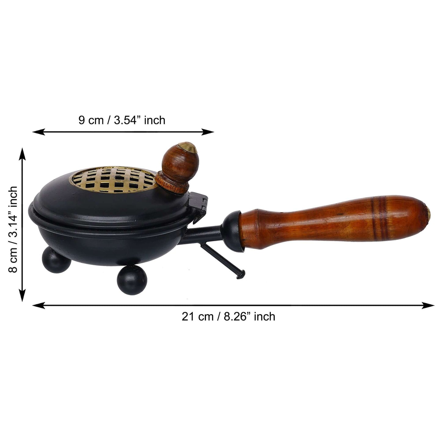 JaipurCrafts Premium Metal Incense Burner Loban Dani Dhoop Dani Aarti Metal Loban Dhoop Dani/Dhoop Dani Burner for Home Office Temple Puja (Round) Metal - Black