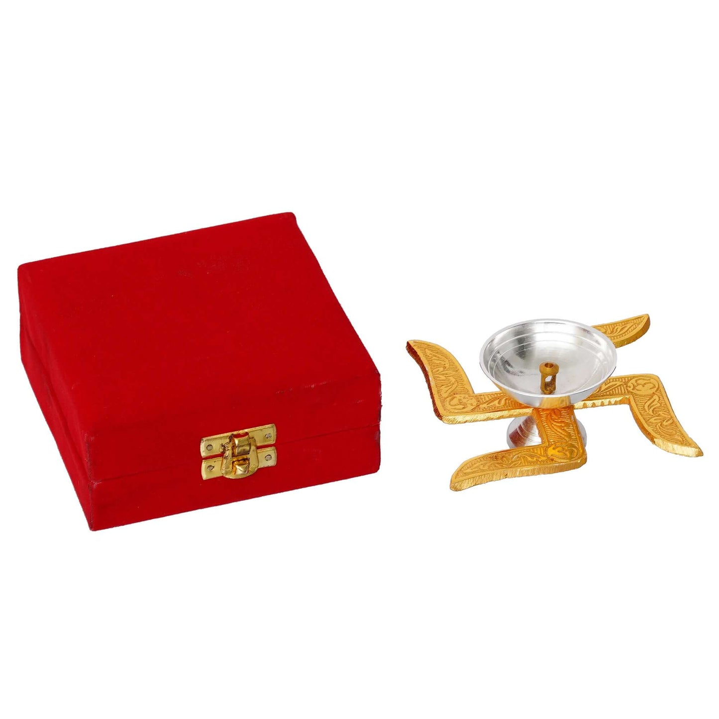 JaipurCrafts Premium Brass Swastik Diya for Pooja | Diwali Pooja Decoration | Brass Diya for Pooja | Akhand Diya