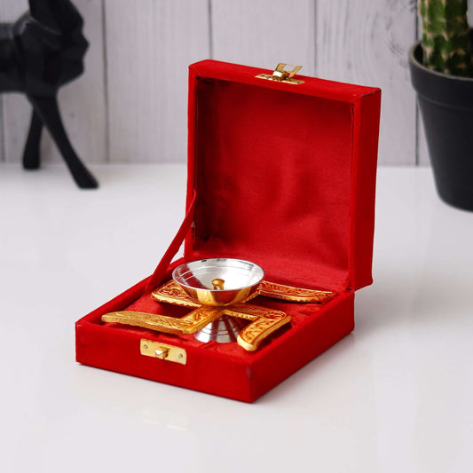 JaipurCrafts Premium Brass Swastik Diya for Pooja | Diwali Pooja Decoration | Brass Diya for Pooja | Akhand Diya