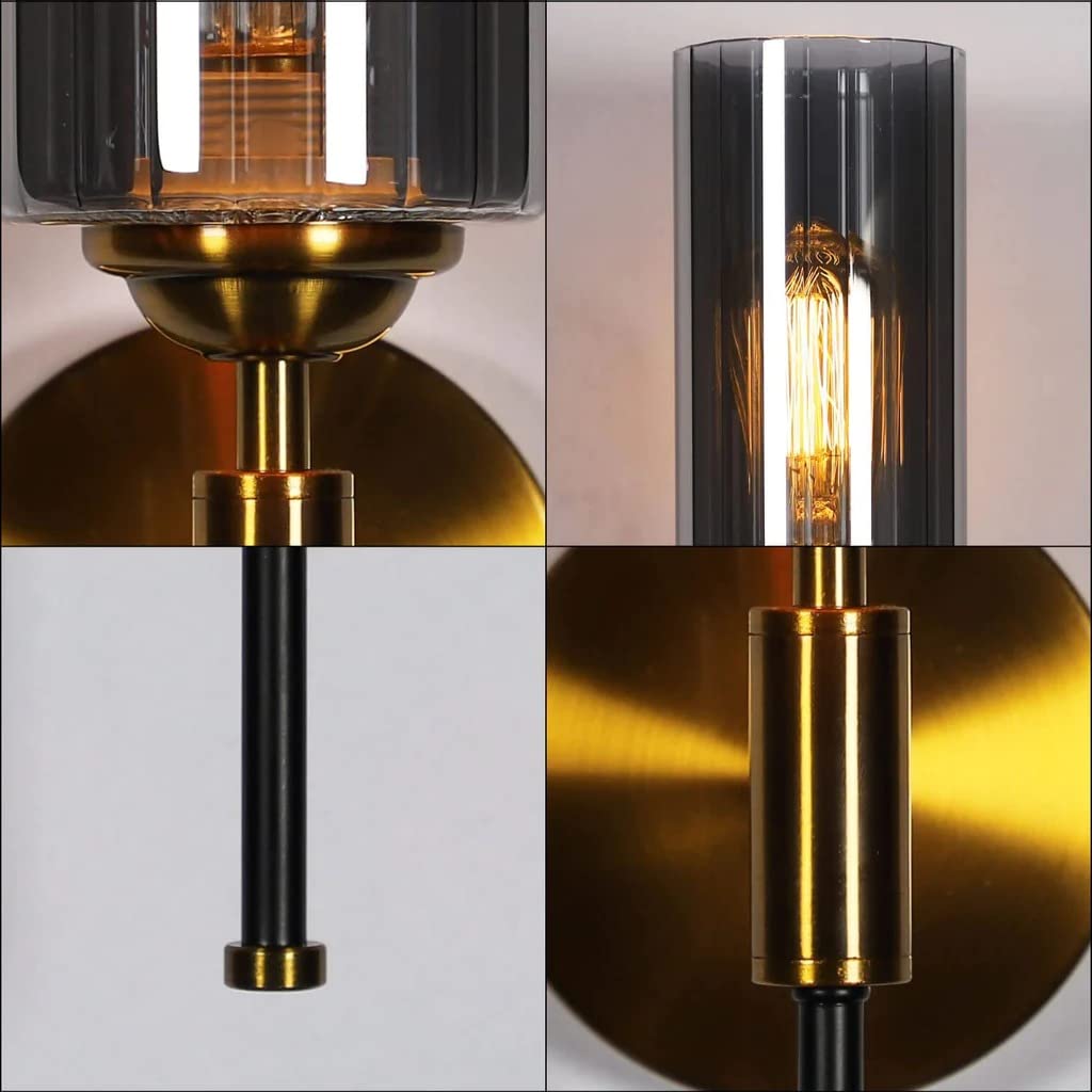 Electricals Saluto Wall Light for Bedroom, Living Room, Home Decor - Metal, Glass Body (Smoke)