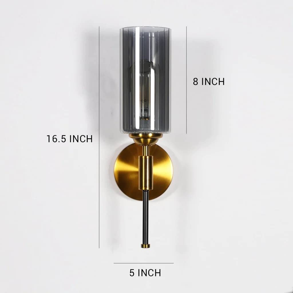 Electricals Saluto Wall Light for Bedroom, Living Room, Home Decor - Metal, Glass Body (Smoke)