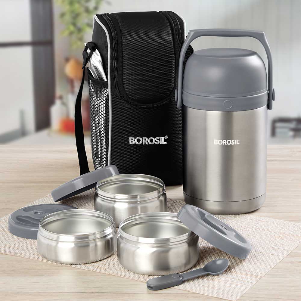 Borosil Hot n Fresh Lunchbox, 3 container