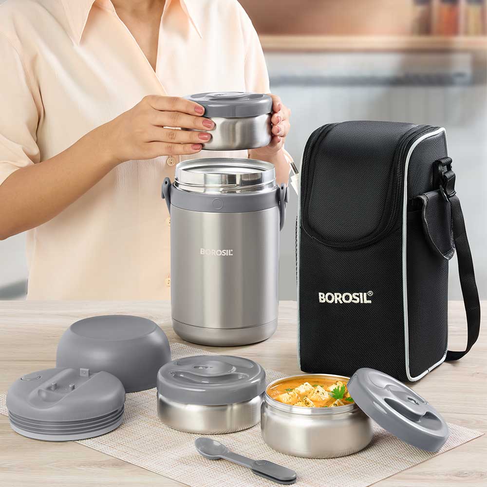 Borosil Hot n Fresh Lunchbox, 3 container