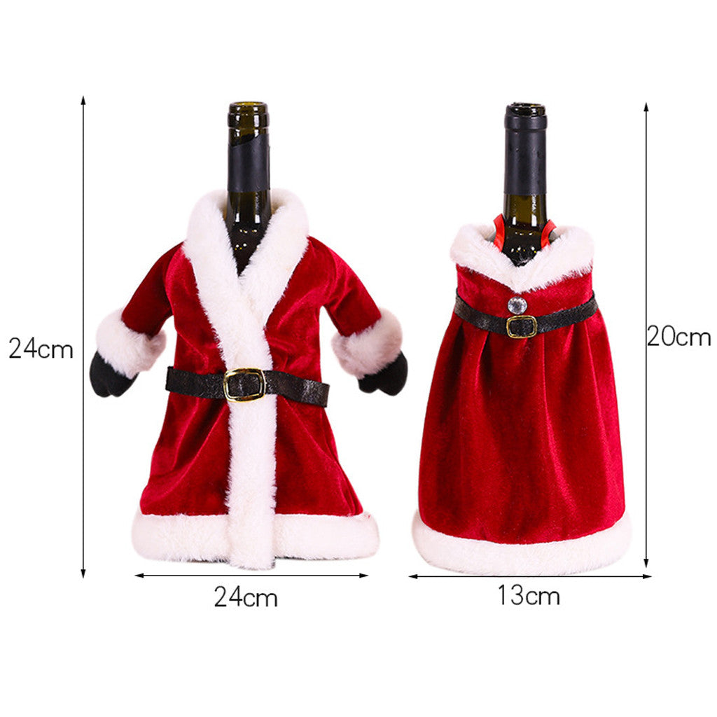 Velvet Dress Christmas Wine Bottle Cover