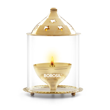 Borosil Akhand Diya, Brass, Large