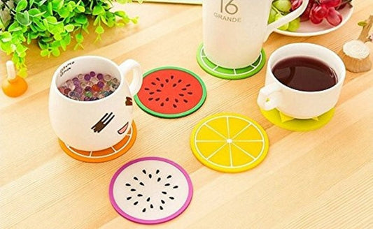 Silicone Coaster Fruit Design 6 Pc Set