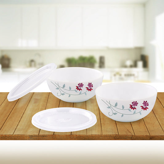 Larah by Borosil Flower Pot Serve n Store, 2 pc Set