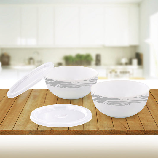 Larah by Borosil Marble Serve n Store, 2 pc Set