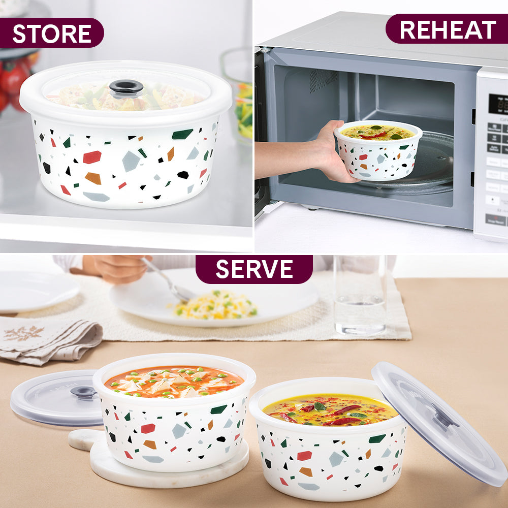 Larah By Borosil Confetti Storage Bowl Set, 800ml x 2