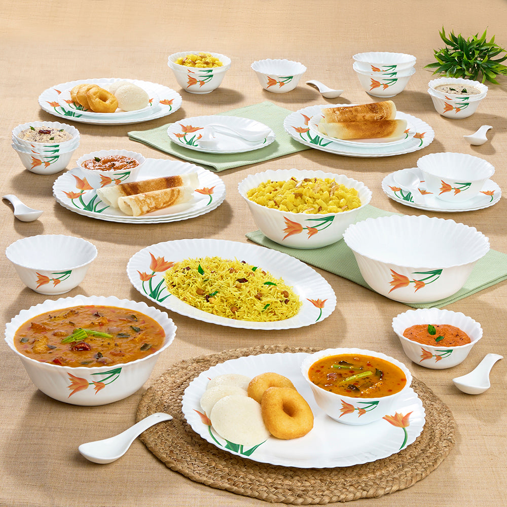 Larah by Borosil Firefly Dinner Set, 44 pc