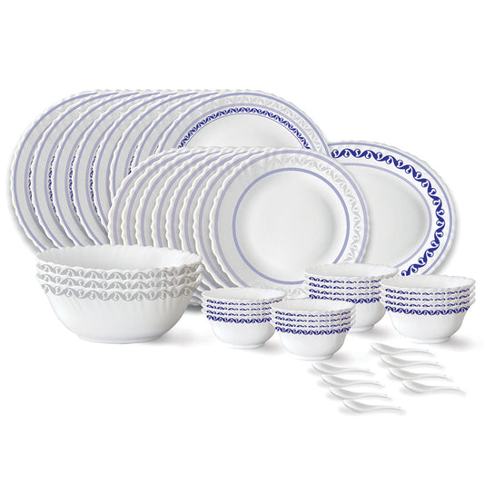 Larah by Borosil Jazzblue Dinner Set, 44 pc