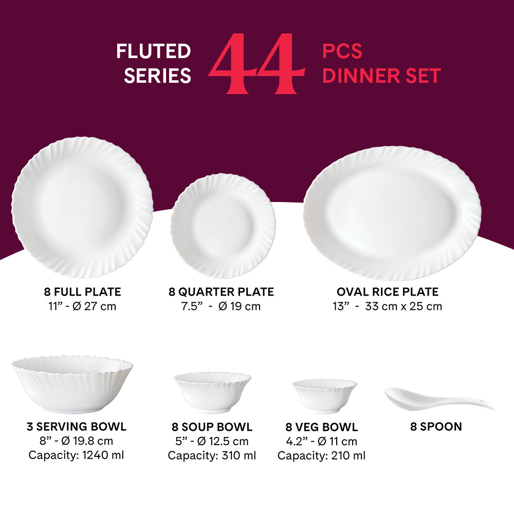 Larah by Borosil Waltz Dinner Set, 44 pc