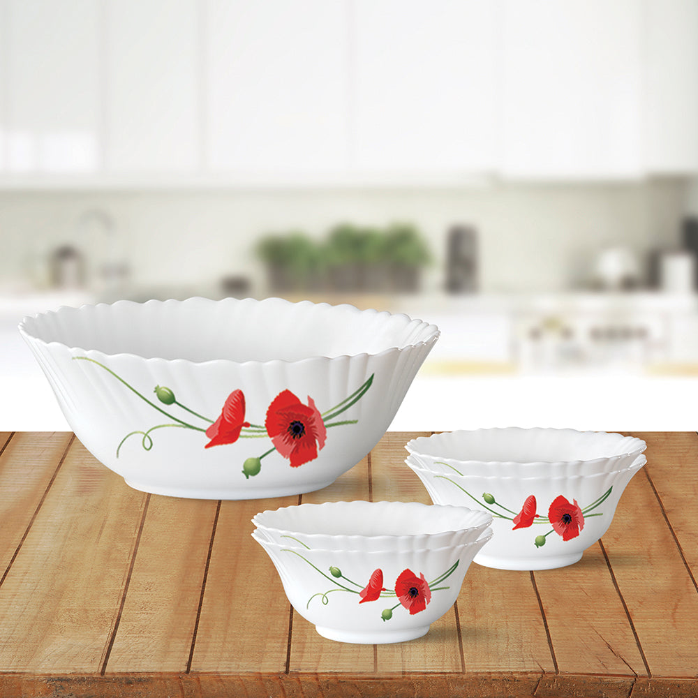 Larah by Borosil Red Carnation Pudding Set, 5 pc