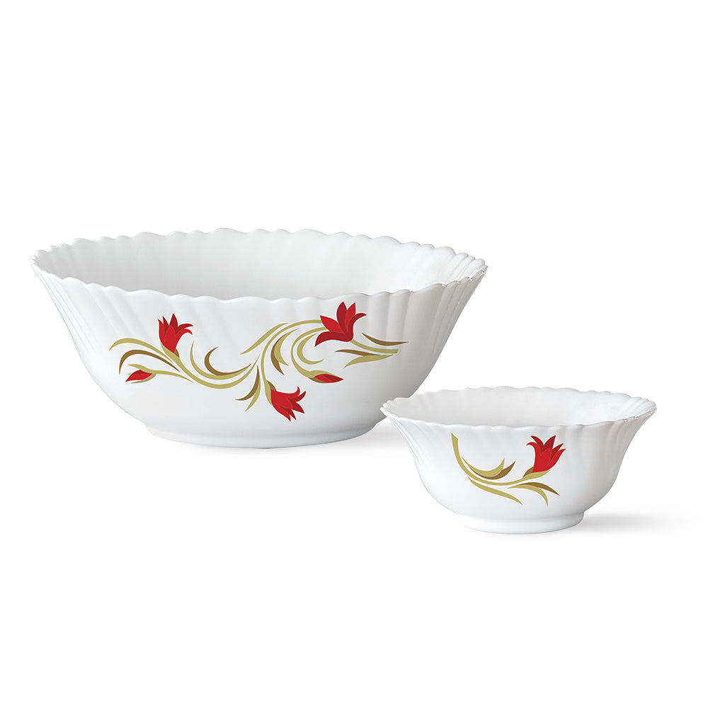 Larah by Borosil Red Lily Pudding Set, 5 pc
