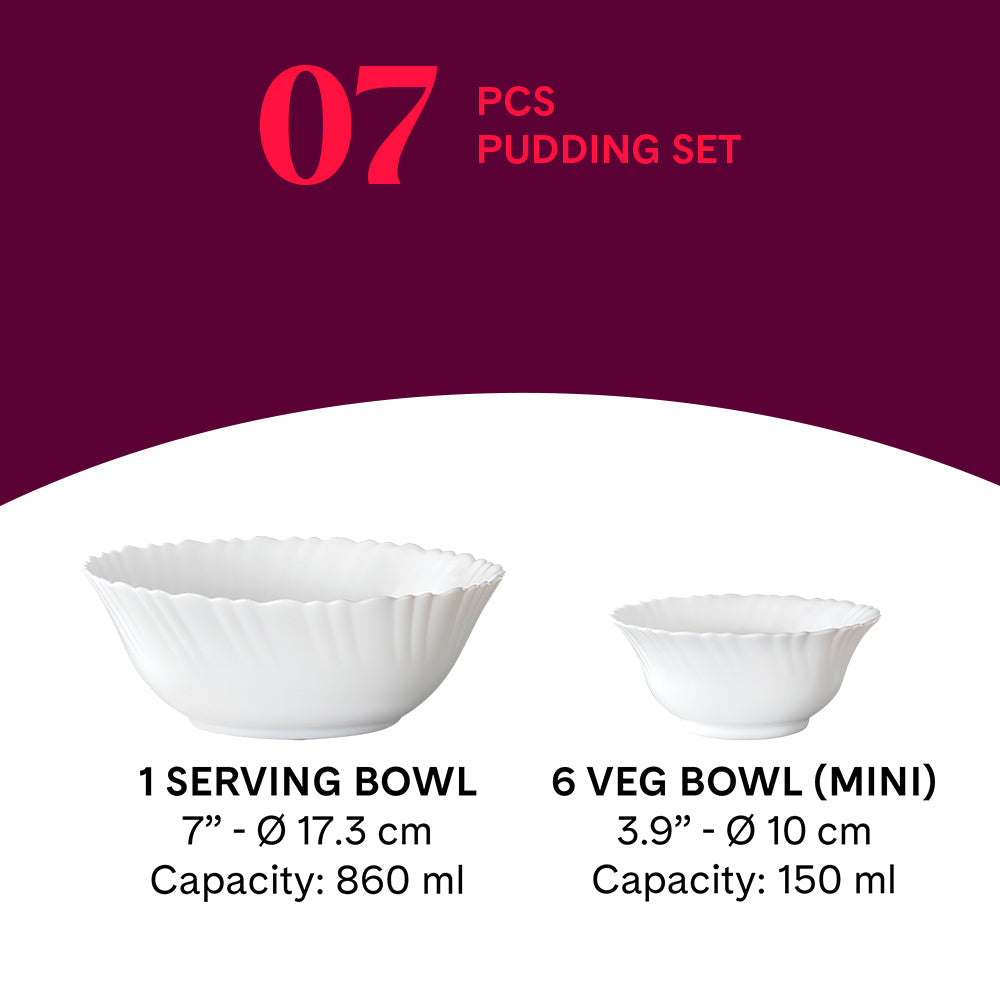 Larah by Borosil Fern Pudding Set, 7 pc (Small)