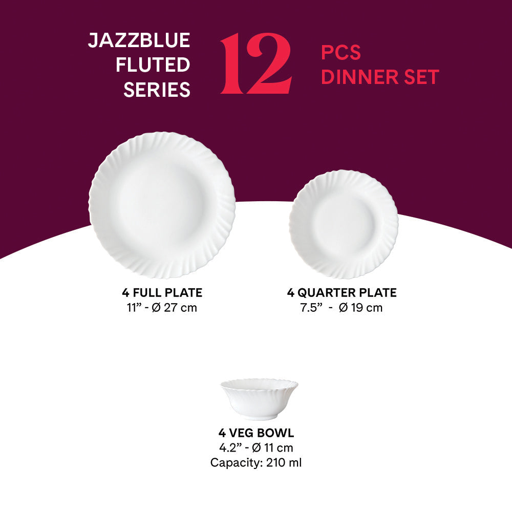 Larah by Borosil Jazzblue Dinner Set, 12 pc