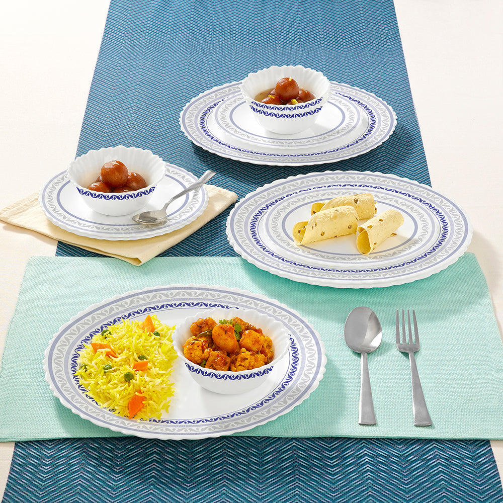 Larah by Borosil Jazzblue Dinner Set, 12 pc