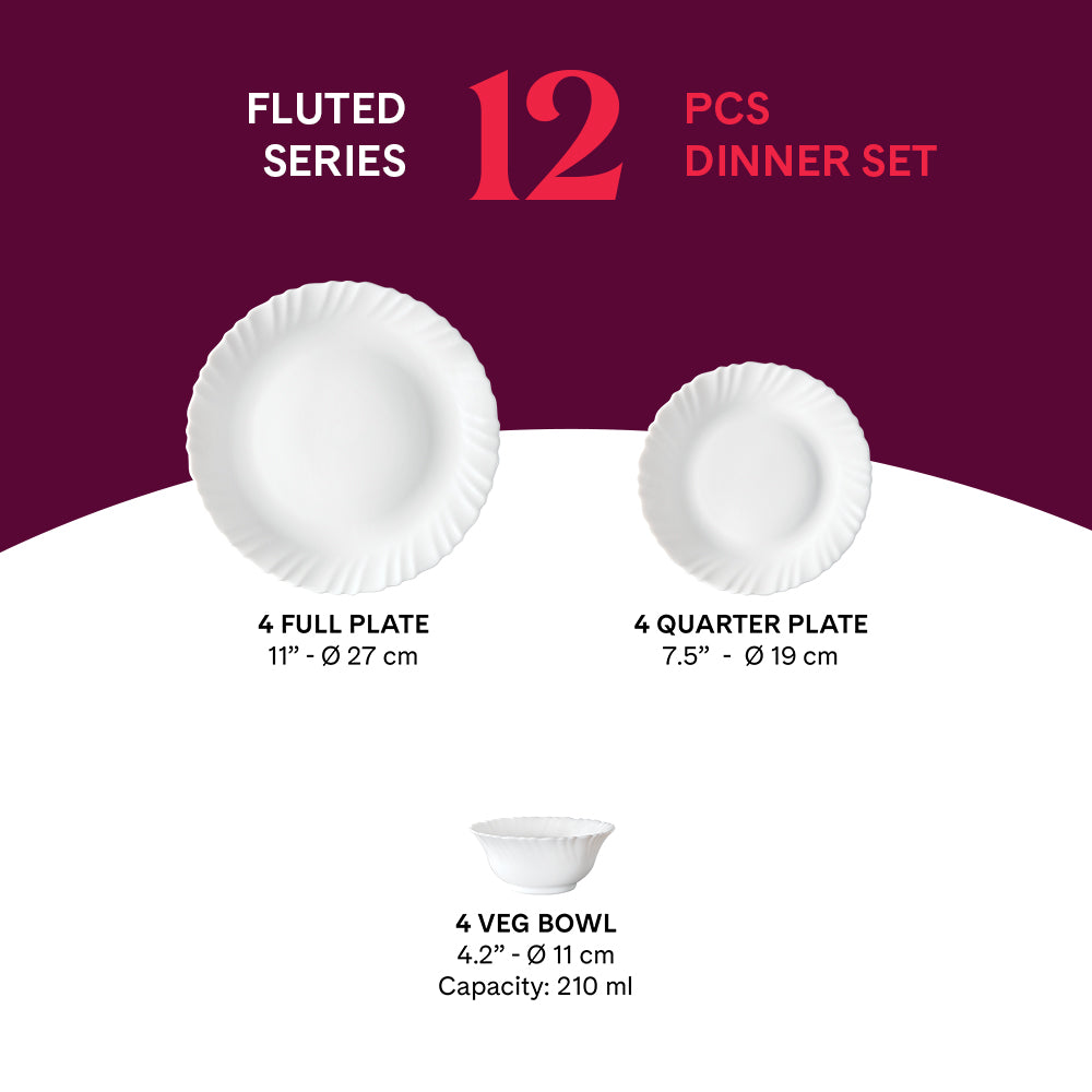 Larah by Borosil Red Carnation Dinner Set, 12 pc
