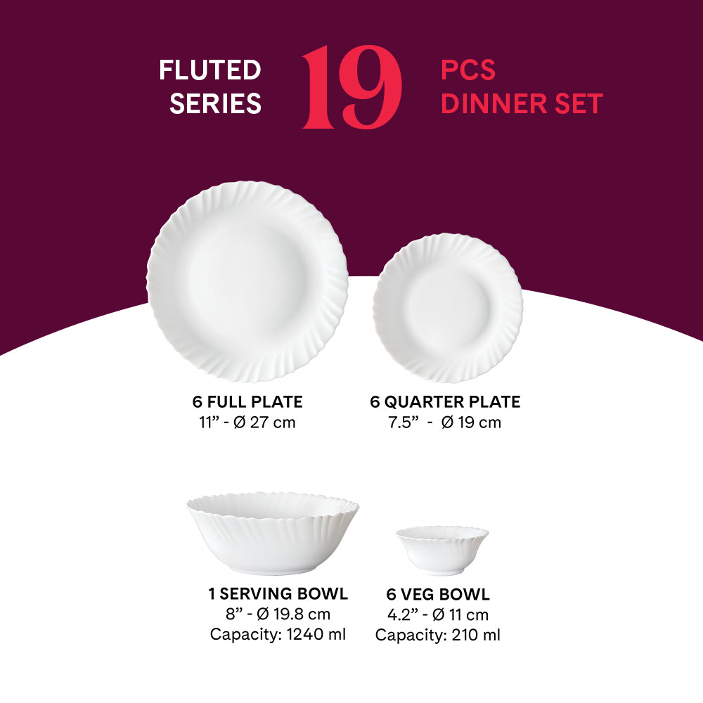 Larah by Borosil Fern Dinner Set, 19 pc