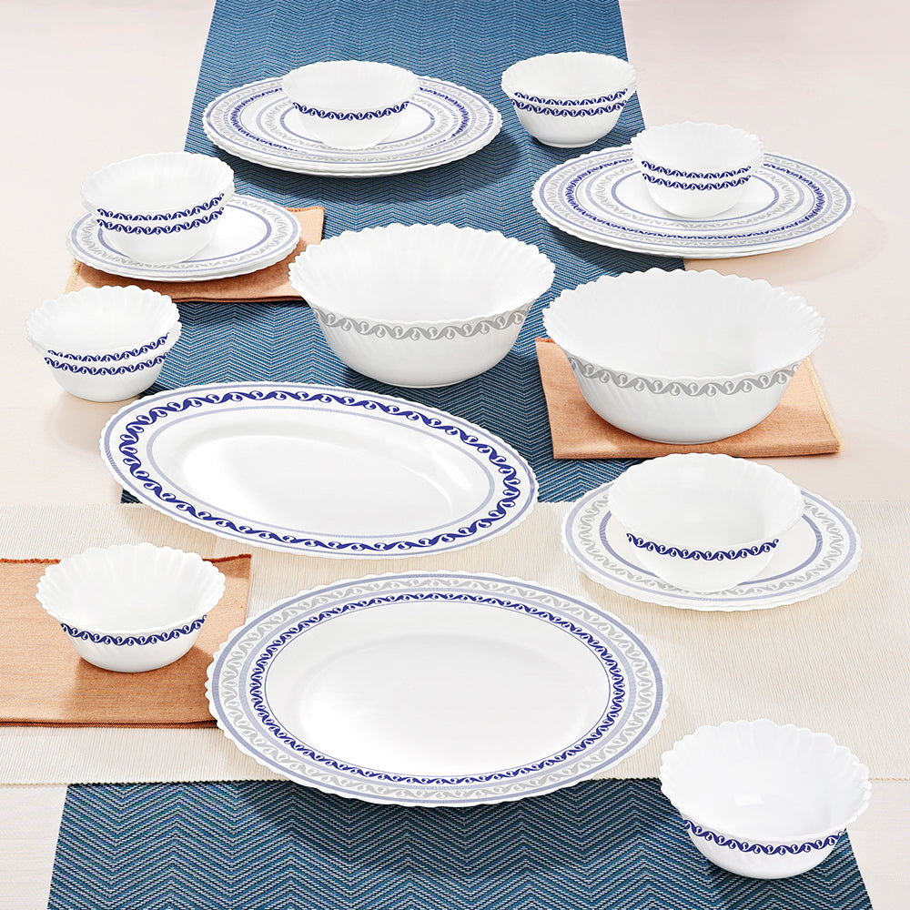 Larah by Borosil Jazzblue Dinner Set, 27 pc