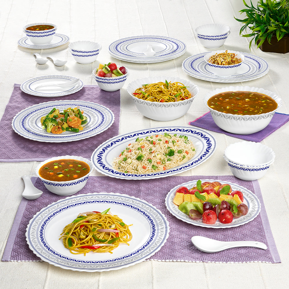 Larah by Borosil Jazzblue Dinner Set, 33 pc