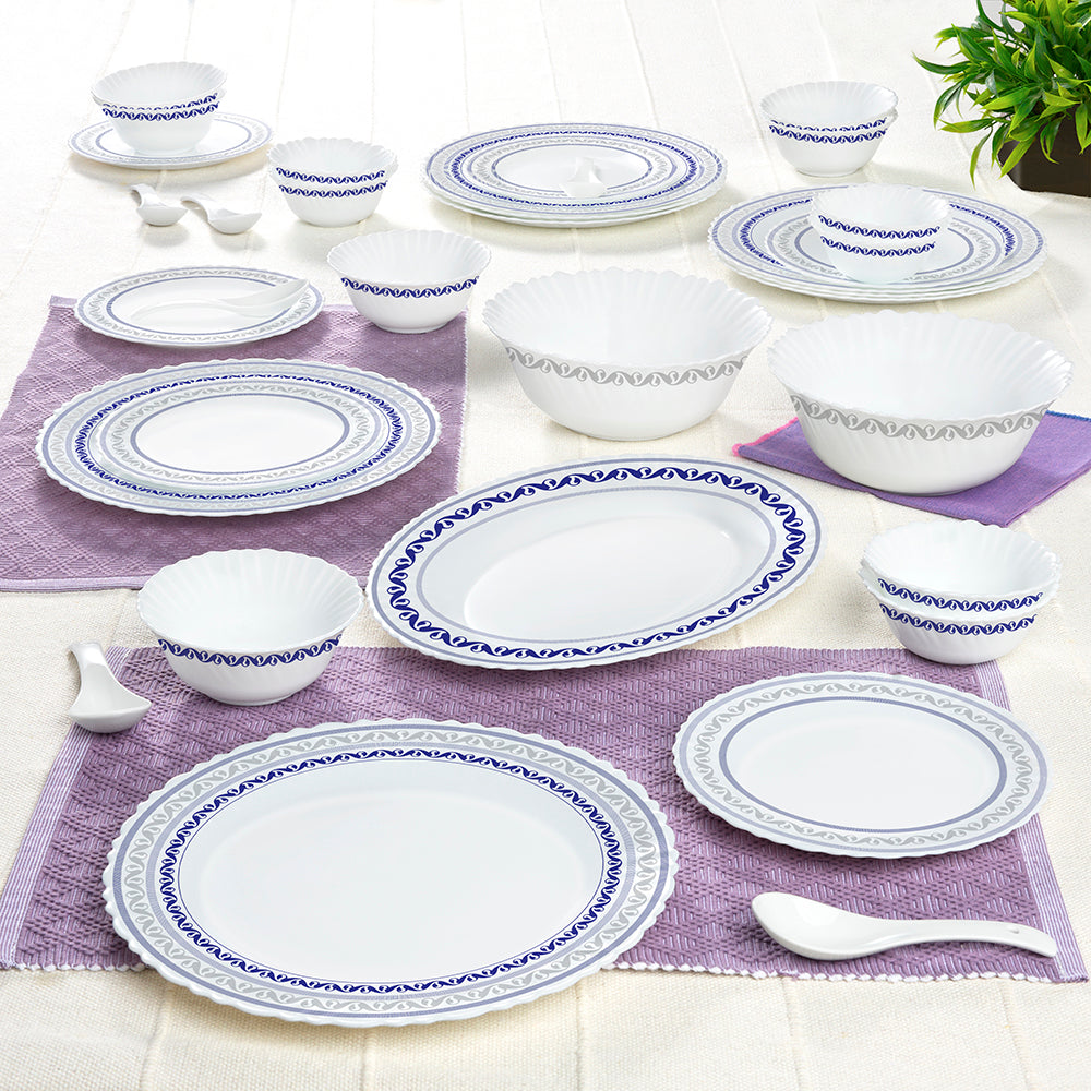 Larah by Borosil Jazzblue Dinner Set, 33 pc