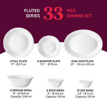 Larah by Borosil Fern Dinner Set, 33 pc