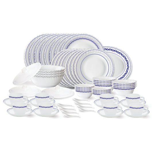 Larah by Borosil Jazzblue Dinner Set, 63 pc