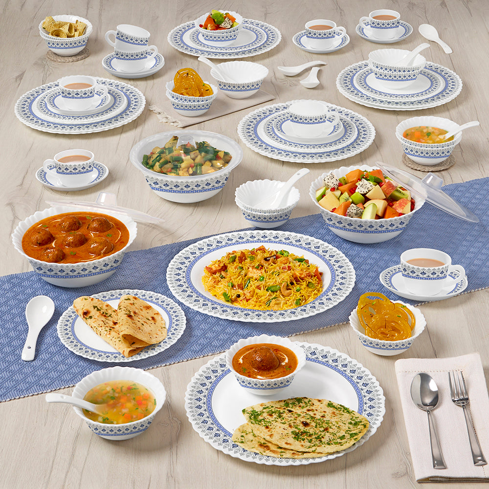 Larah by Borosil Jazzblue Dinner Set, 63 pc