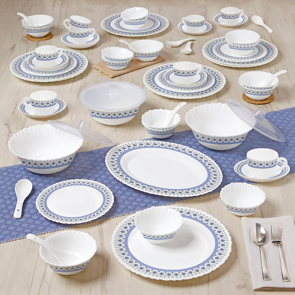 Larah by Borosil Jazzblue Dinner Set, 63 pc
