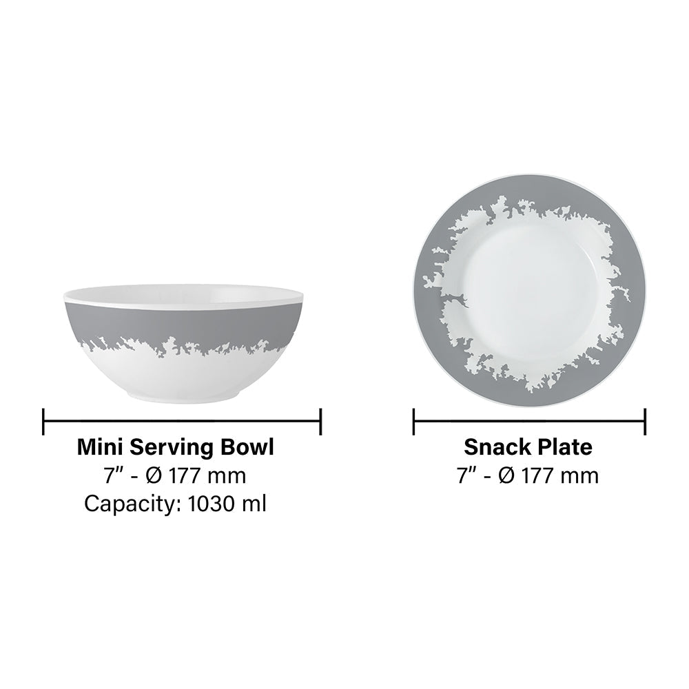 Larah by Borosil Silver Luna Snack Set, 7 pc