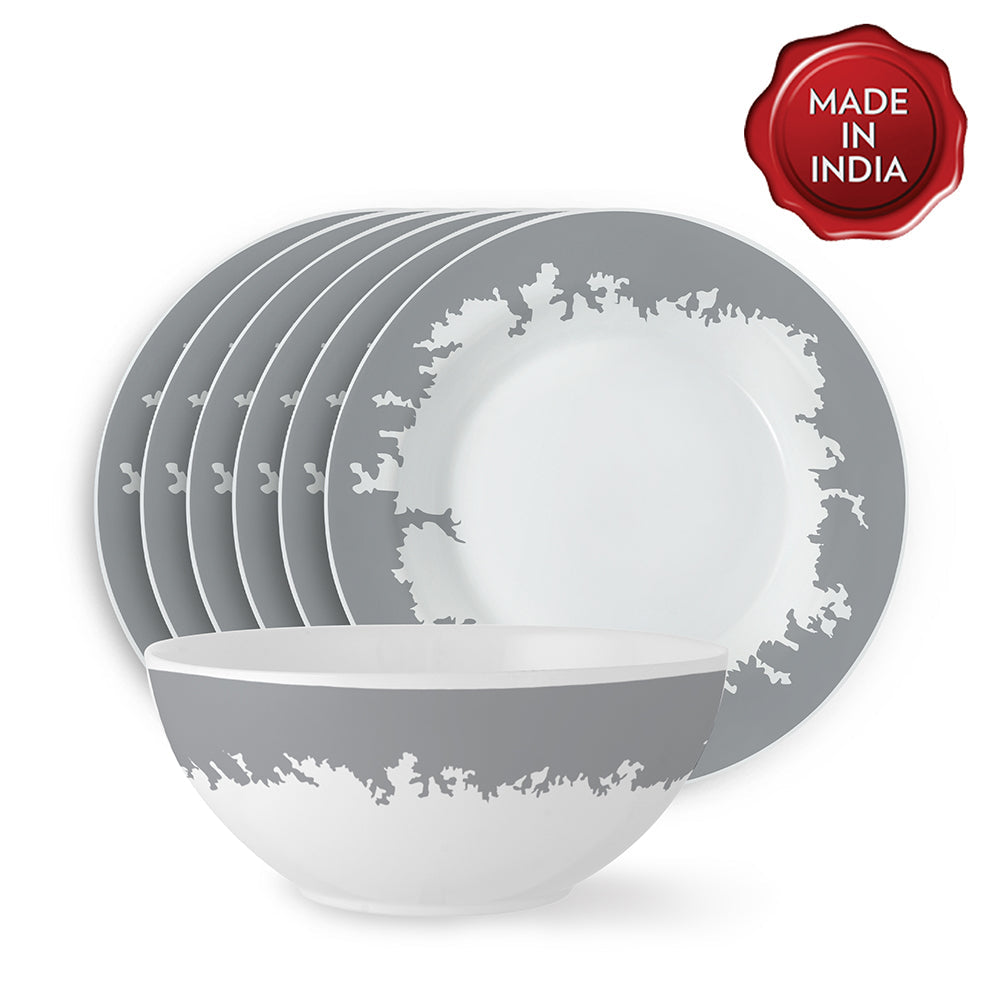 Larah by Borosil Silver Luna Snack Set, 7 pc