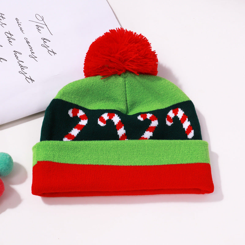 Warm Knitted LED Christmas Cap and Scarf Set