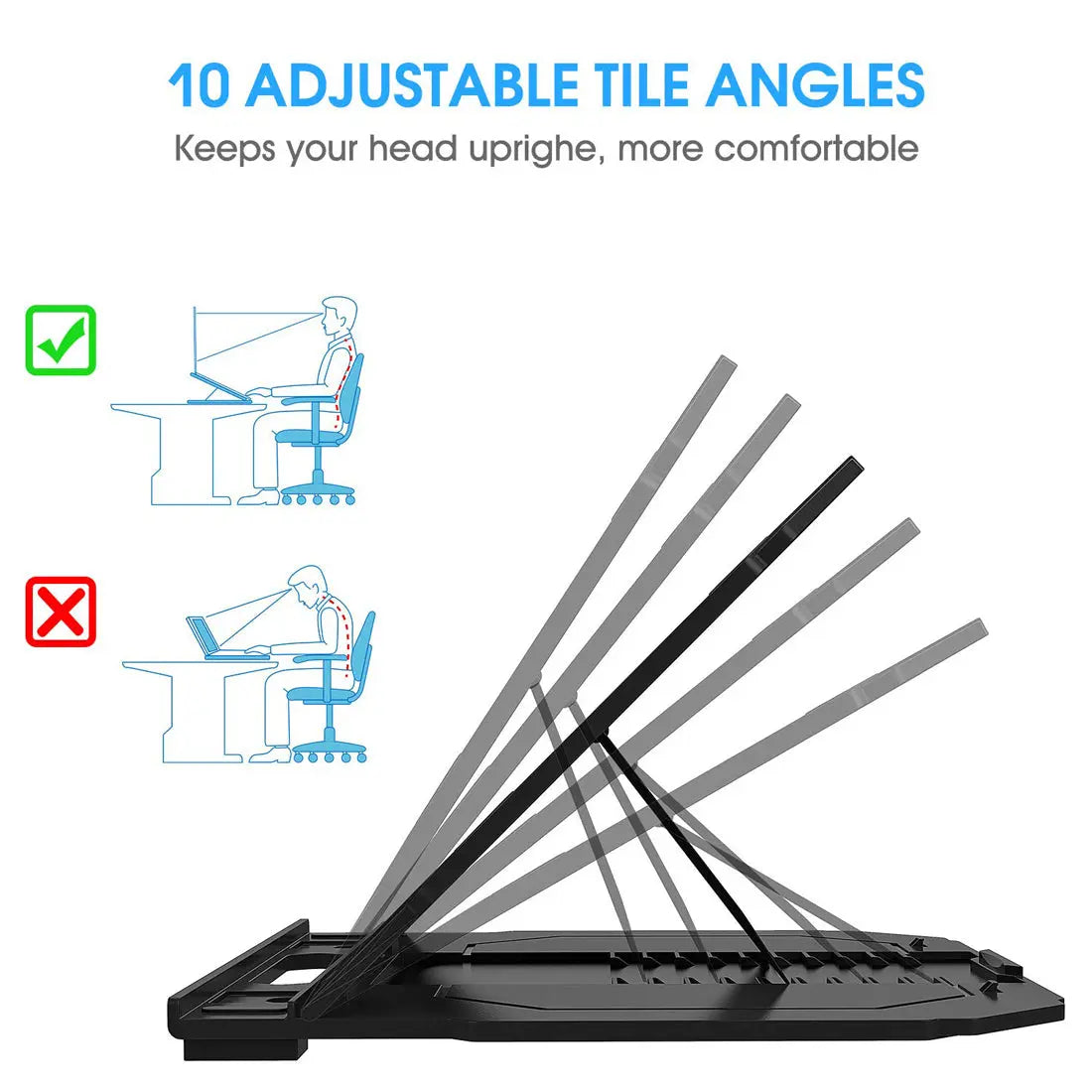 Height Adjustable Laptop Macbook Stand for Office Desk with Mobile Holder