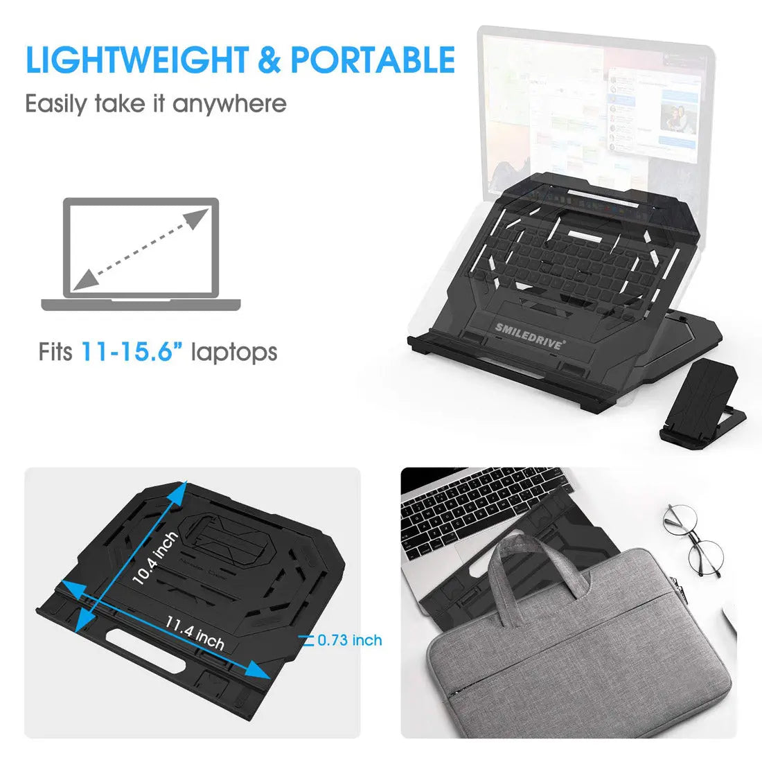 Height Adjustable Laptop Macbook Stand for Office Desk with Mobile Holder