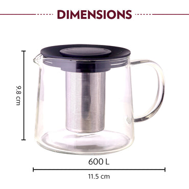 Borosil Carafe with Infuser, Black, 600ml